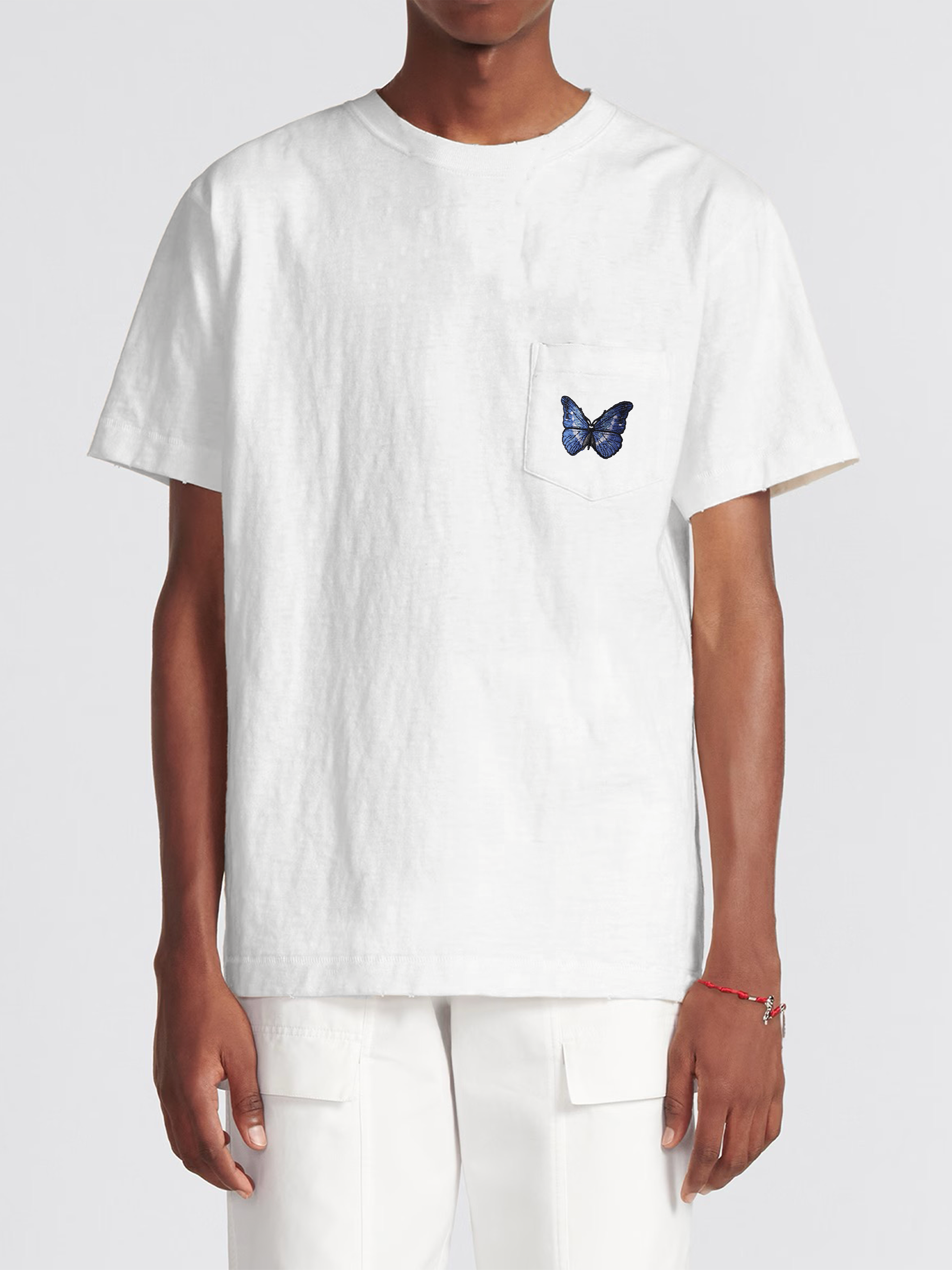 Morpho Menelaus butterfly T-shirt white