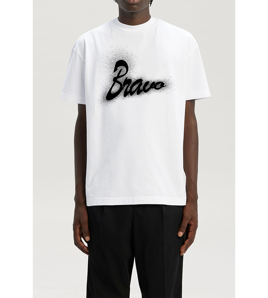 BRAVO paint spray effect white T-shirt