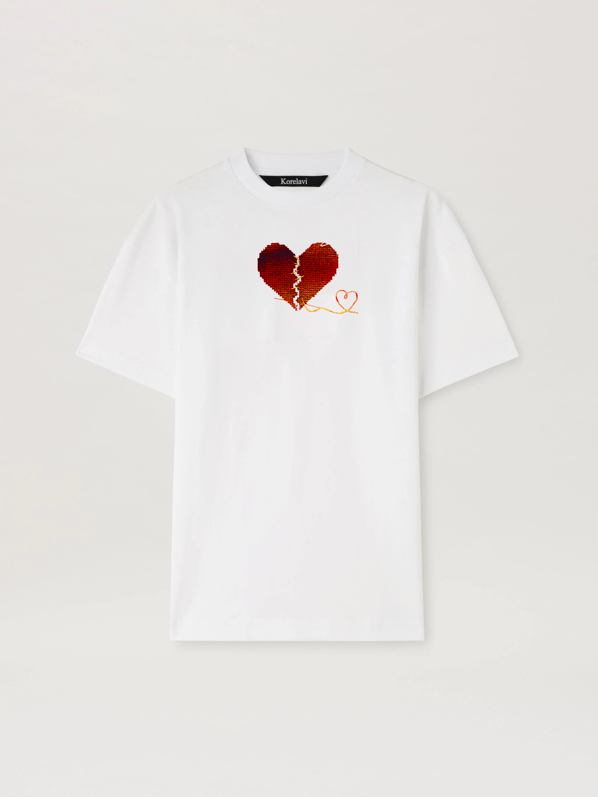 Stitched Heart Printed  white T-Shirt