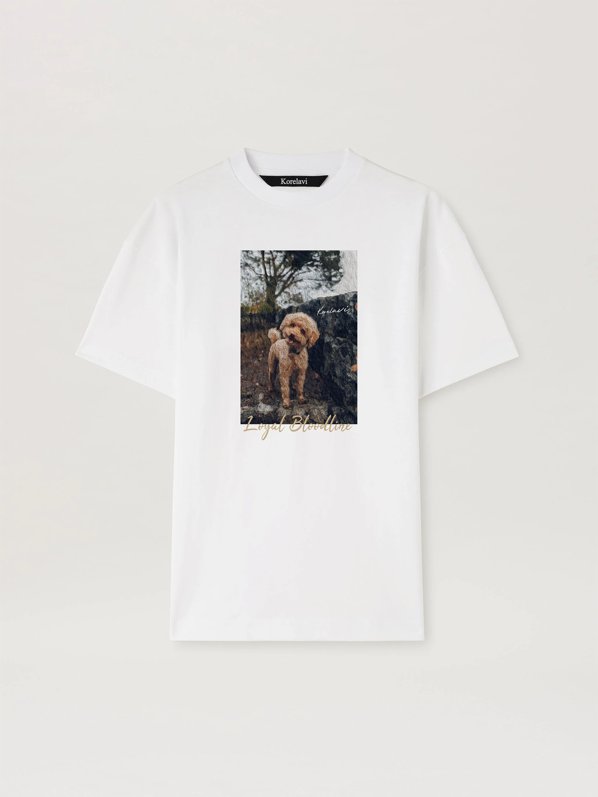 Oil painting Dog Relaxed-Fit T-Shirt in white